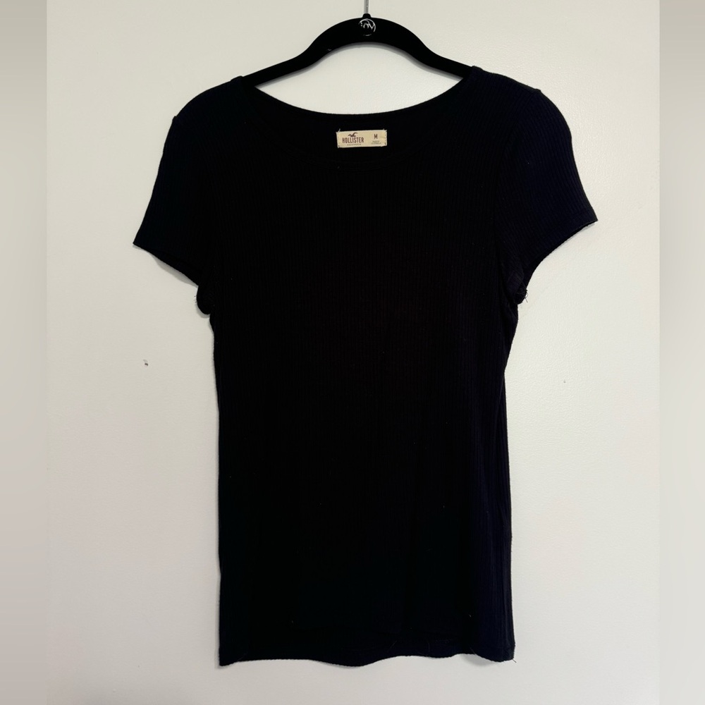 Hollister Classic Dark Navy Ribbed Short Sleeve Tee